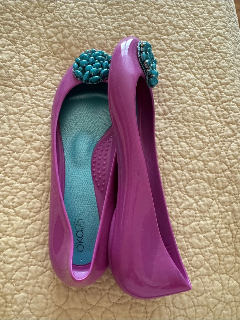 OKA b. Magenta Flats with Turquoise Jewel Cluster